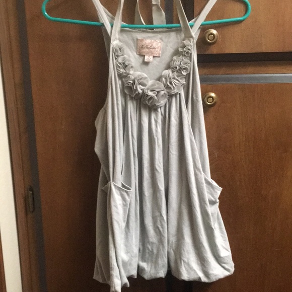 Anthropologie Tops - Anthropologie grey halter style top with flowers